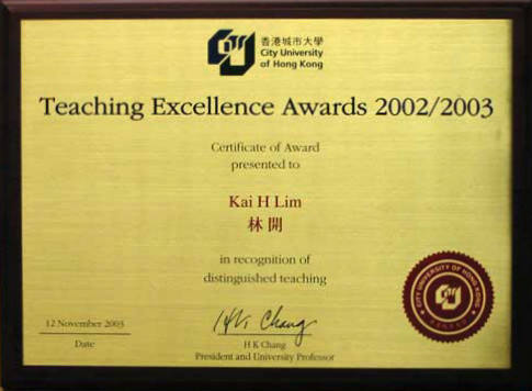 Teaching Excellence Awards 2002/2003 (Click to Enlarge)